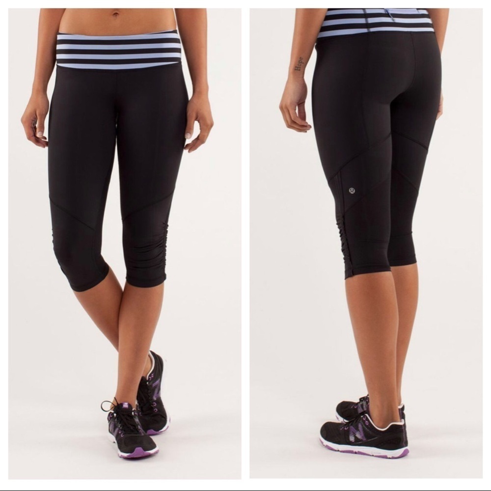 Lululemon Run For Your Life Crop Black Leggings Workout Active Size 4